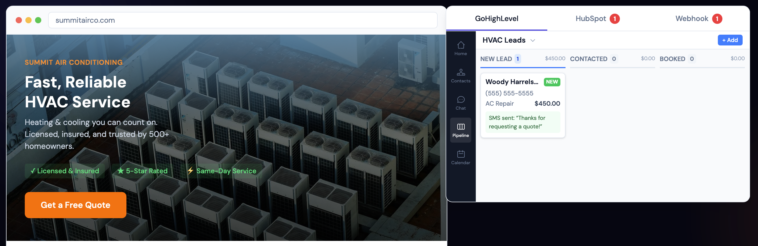 Screenshot of CRM Integration Demo